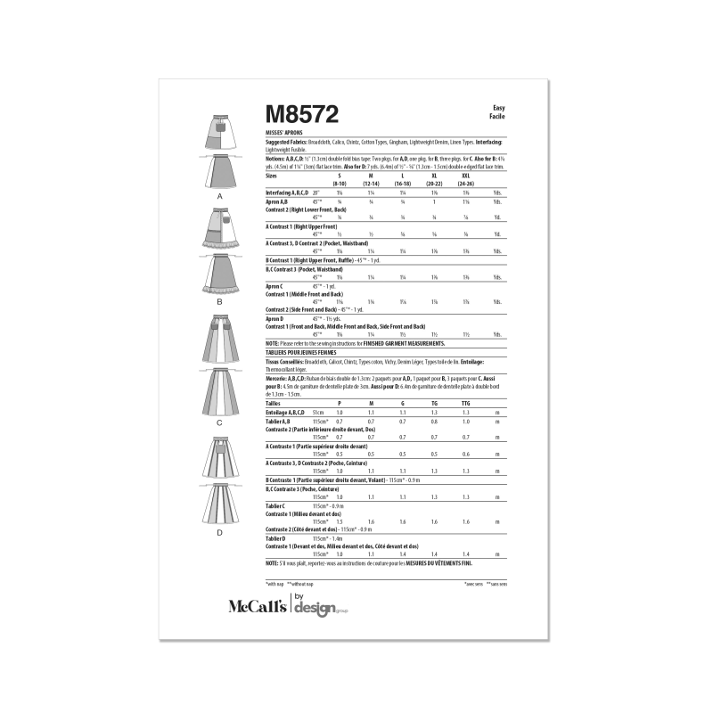 Patron McCall's 8572.A (36-54) - Tablier
