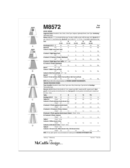 Patron McCall's 8572.A (36-54) - Tablier