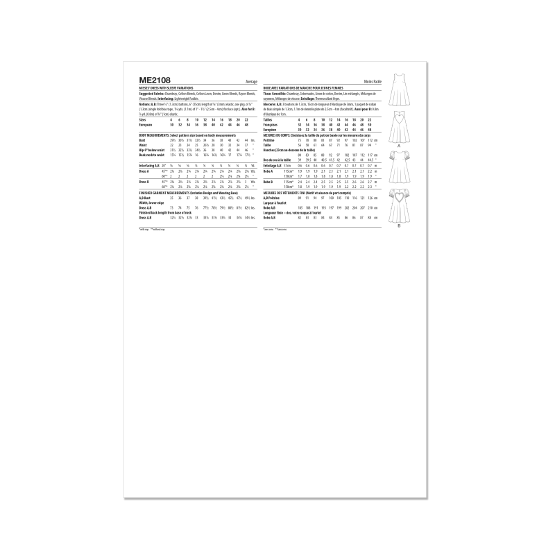 Patron KnowMe 2108.R5 (42-50) - Robe avec variations de manche