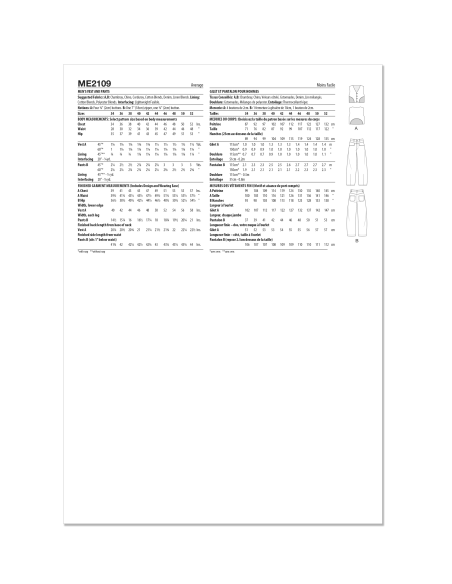 Patron KnowMe 2109.AA (46-54) - Gilet et pantalon pour homme