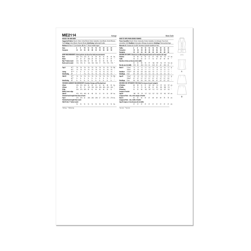 Patron KnowMe 2114.H5 (34-42) - Top dos nu et jupe trapèze
