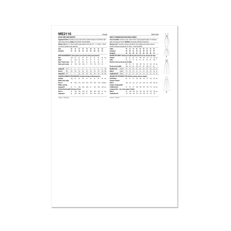Patron KnowMe 2116.Y5 (46-54) - Robe et combinaison nouées sur le devant