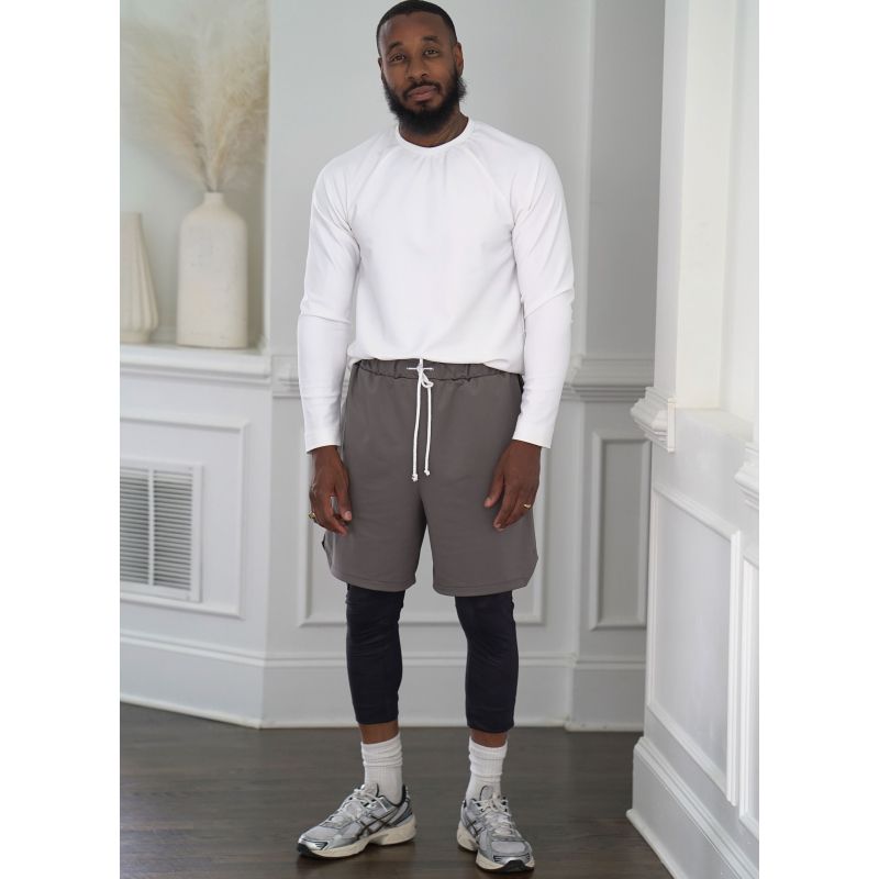 Patron KnowMe 2117.A (38-52) - Ensemble pour hommes : hauts en tricot et shorts avec détails fonctionnels