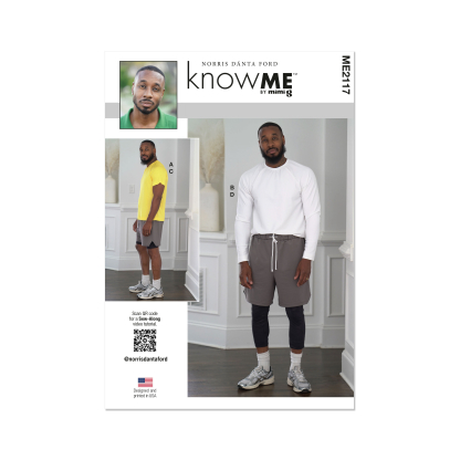 Patron KnowMe 2117.A (38-52) - Ensemble pour hommes : hauts en tricot et shorts avec détails fonctionnels