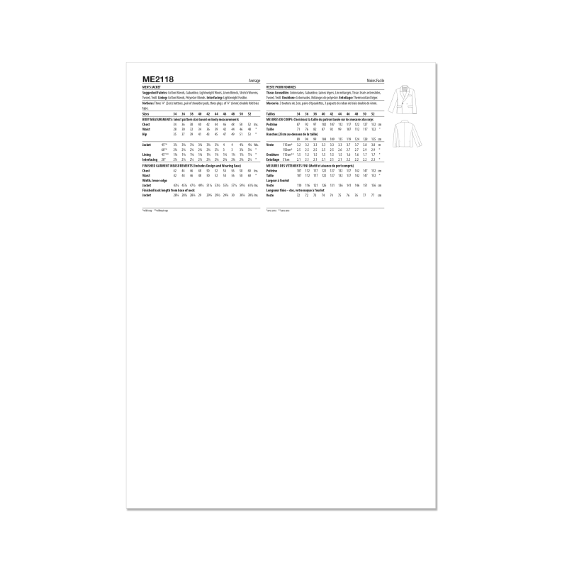 Patron KnowMe 2118.AA (46-54) - Veste oversize croisée avec détails raffinés