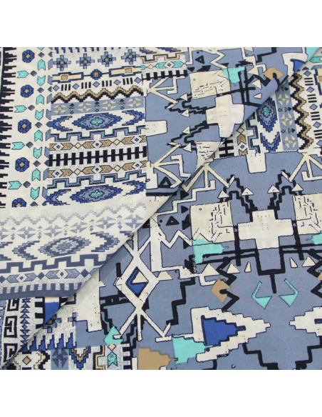 Javanaise imprimée - Aztèque Bleu
