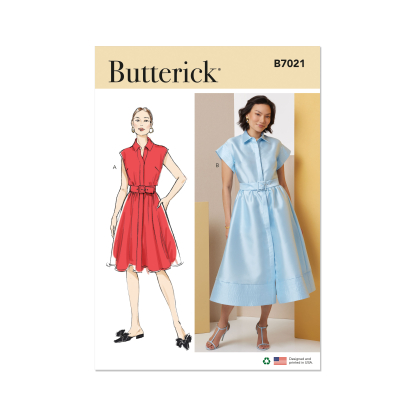 Patron Butterick 7021/H5 (34-42) -  Robes boutonnées à col pointu