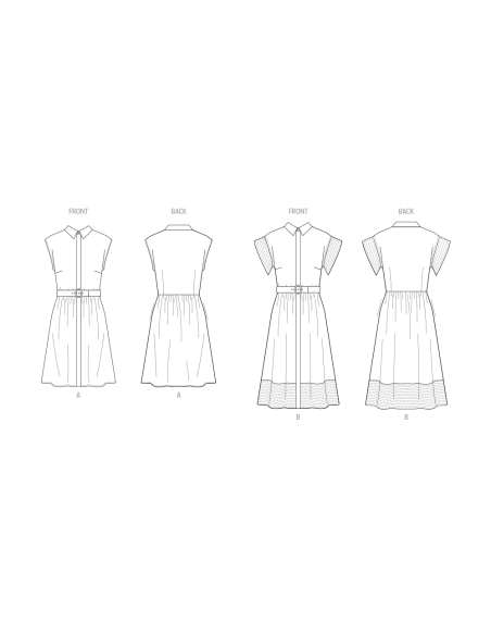 Patron Butterick 7021/H5 (34-42) -  Robes boutonnées à col pointu