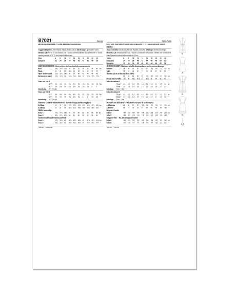 Patron Butterick 7021/U5 (44-52) - Robes boutonnées à col pointu