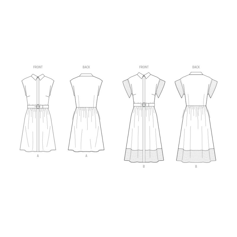 Patron Butterick 7021/U5 (44-52) - Robes boutonnées à col pointu