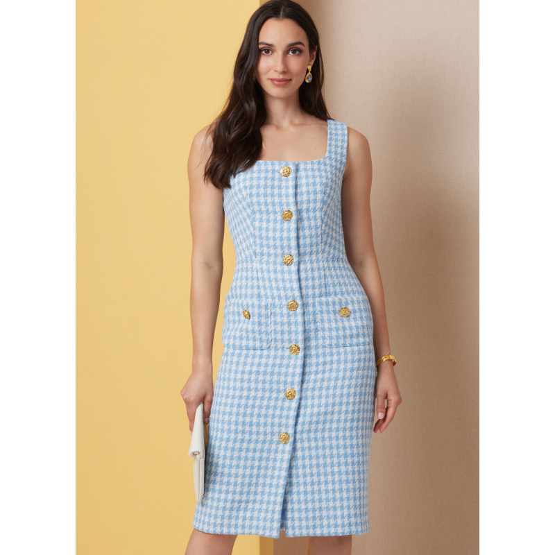 Patron Butterick 7022 AA (38-46) - Robes ajustées sans manches à encolure carrée