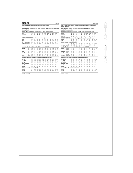 Patron Butterick 7022 AA (38-46) - Robes ajustées sans manches à encolure carrée