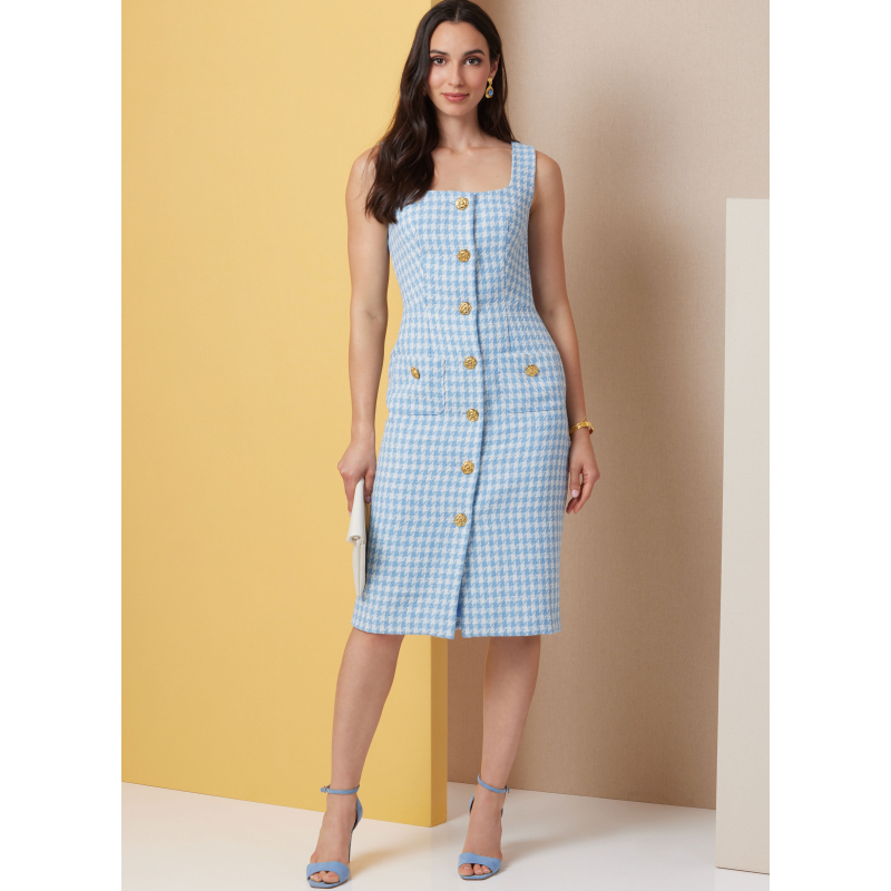 Patron Butterick 7022 AA (38-46) - Robes ajustées sans manches à encolure carrée