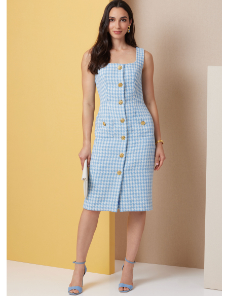 Patron Butterick 7022 AA (38-46) - Robes ajustées sans manches à encolure carrée