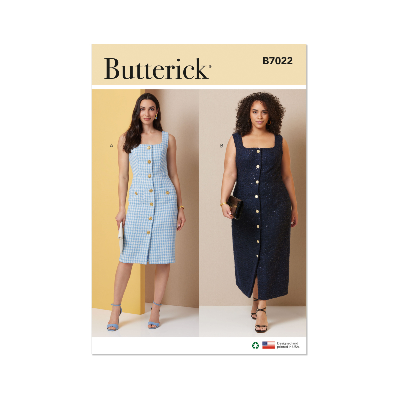 Patron Butterick 7022 BB (50-56) - Robes ajustées sans manches à encolure carrée