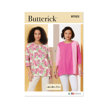 Patron Butterick 7023 A (32-54) - Tuniques amples à manches 3/4