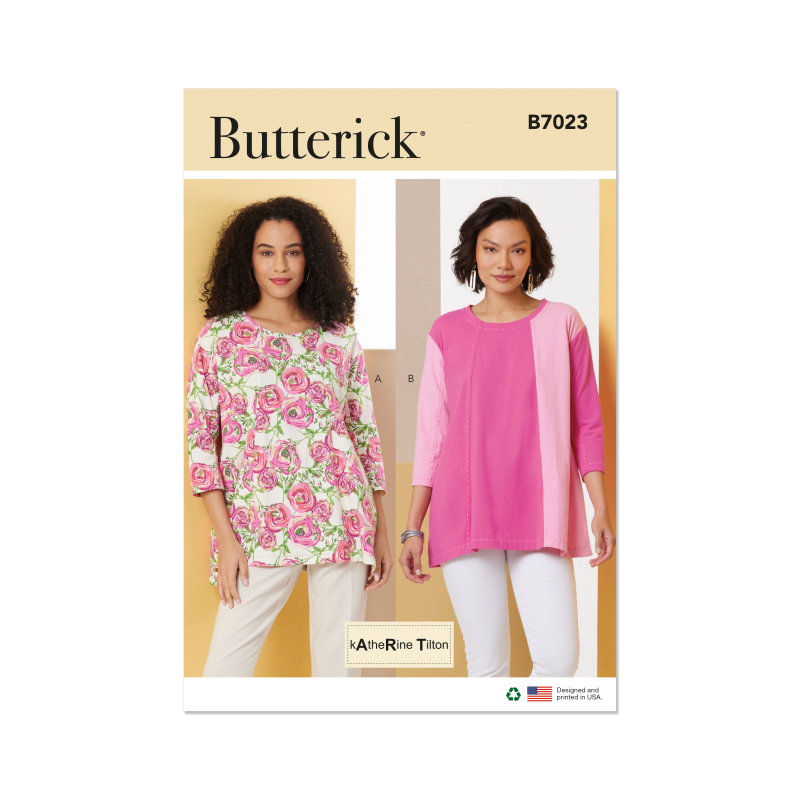 Patron Butterick 7023 A (32-54) - Tuniques amples à manches 3/4