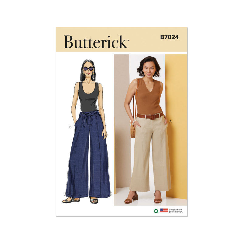 Patron Butterick 7024 Y5 (46-54) - Pantalons à jambes larges