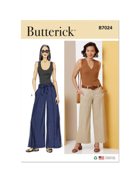 Patron Butterick 7024 Y5 (46-54) - Pantalons à jambes larges