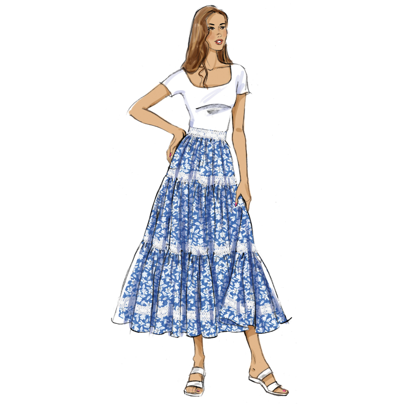 Patron Butterick 7025 D5 (32-40) - Jupes amples à volants