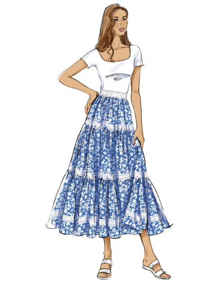 Patron Butterick 7025 R5 (42-50) - Jupes amples à volants