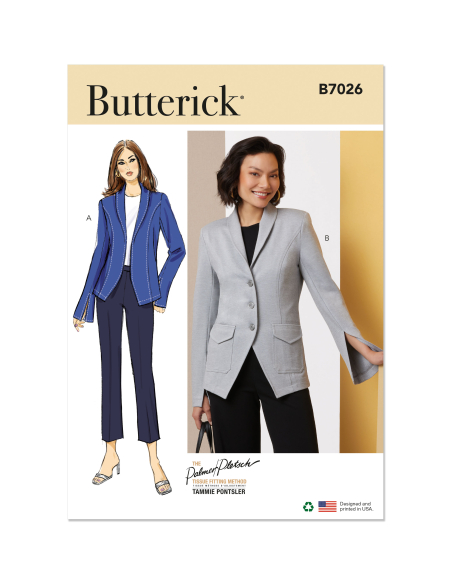 Patron Butterick 7026 K5 (36-44) - Vestes à col châle et manches fendues