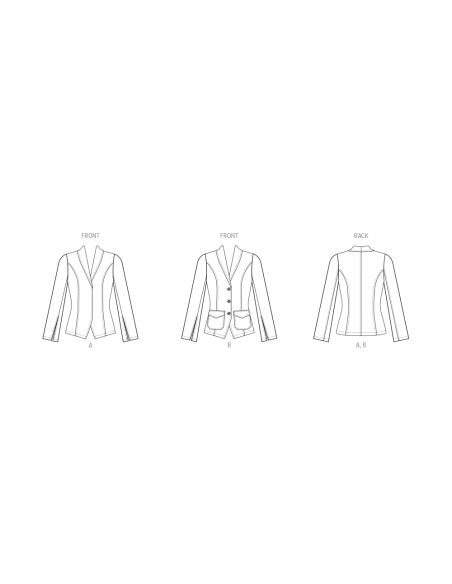 Patron Butterick 7026 K5 (36-44) - Vestes à col châle et manches fendues