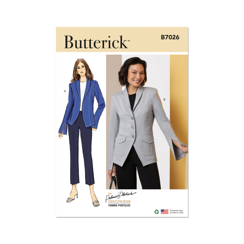 Patron Butterick 7026 Y5 (46-54) - Vestes à col châle et manches fendues