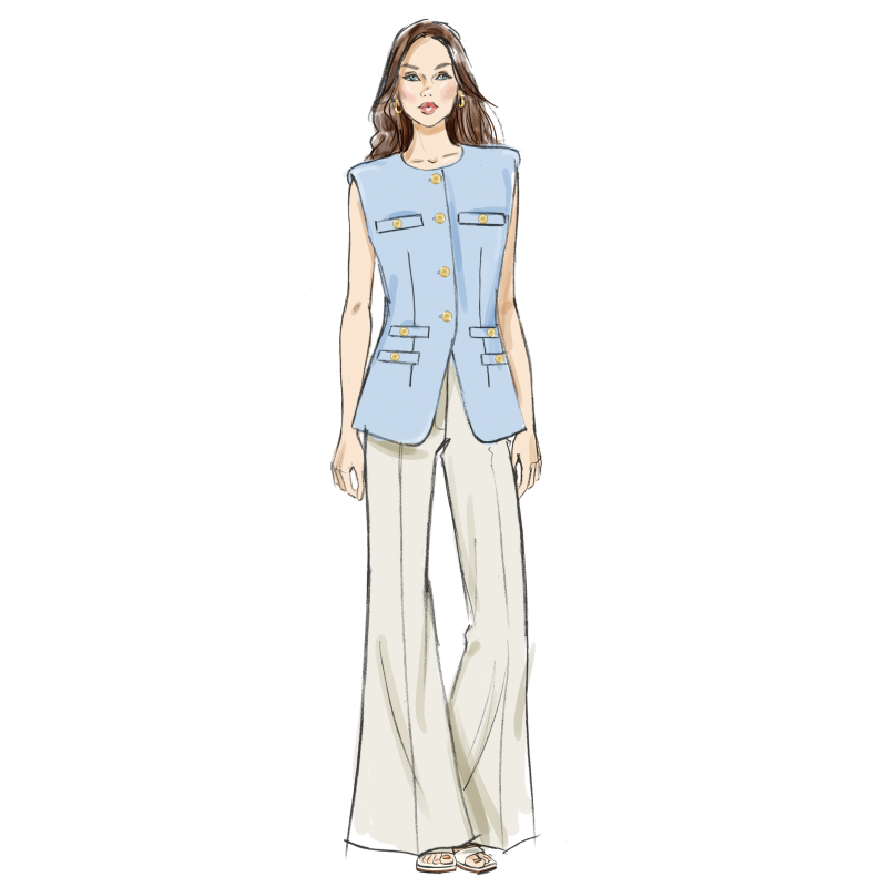 Patron Butterick 7027 K5 (36-44) - Gilet moulant et pantalon évasé