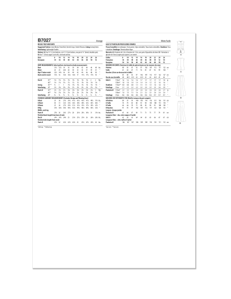 Patron Butterick 7027 K5 (36-44) - Gilet moulant et pantalon évasé