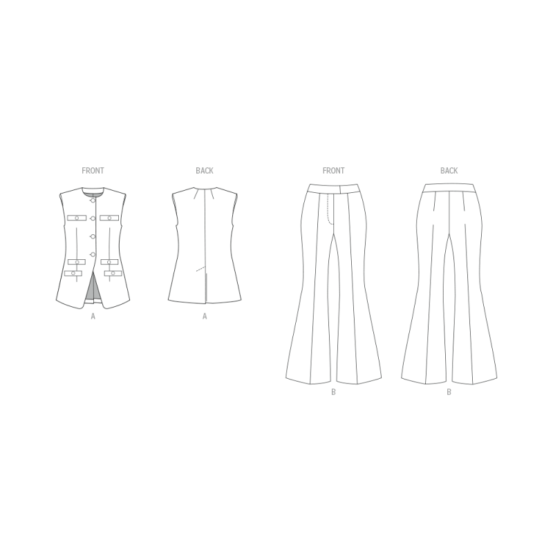 Patron Butterick 7027 K5 (36-44) - Gilet moulant et pantalon évasé