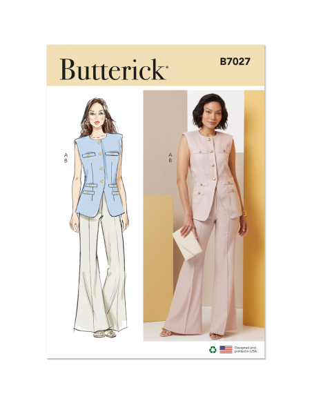 Patron Butterick 7027 Y5 (46-54) - Gilet moulant et pantalon évasé