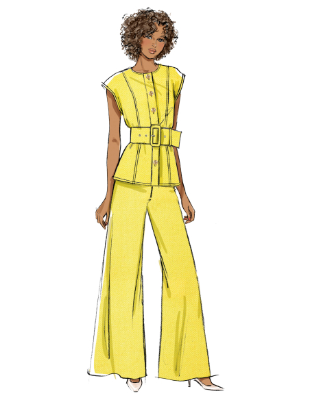 Patron Butterick  7028 H5 (34-42) - Haut semi-ajusté et pantalon large