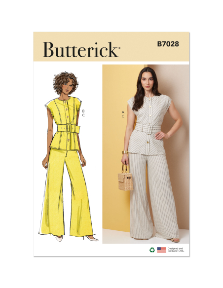 Patron Butterick  7028 U5 (44-52) - Haut semi-ajusté et pantalon large
