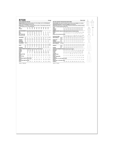 Patron Butterick  7028 U5 (44-52) - Haut semi-ajusté et pantalon large