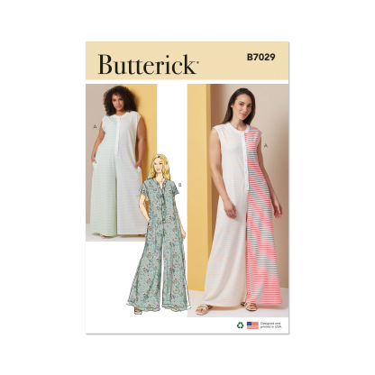 Patron Butterick  7029 AA (38-46) - Combinaisons de détente à ouverture boutonnée