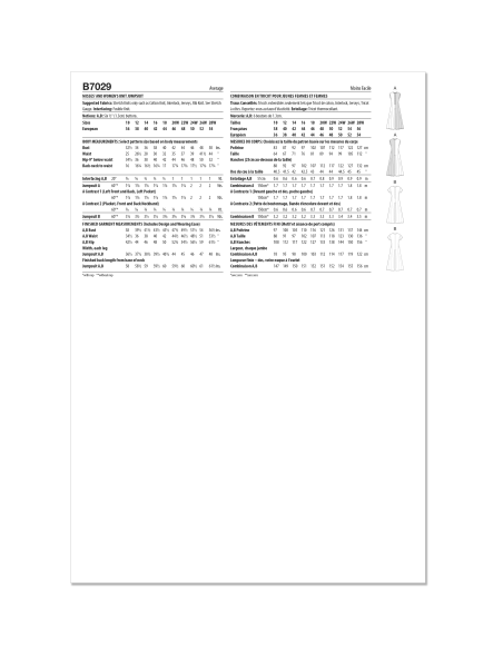 Patron Butterick  7029 AA (38-46) - Combinaisons de détente à ouverture boutonnée