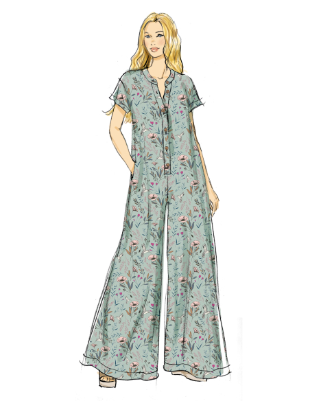 Patron Butterick  7029 BB (50-56) - Combinaisons de détente à ouverture boutonnée