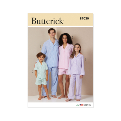 Patron Butterick  7030 A (5-16/32-50) - Chemises amples avec short et pantalon élastiqués