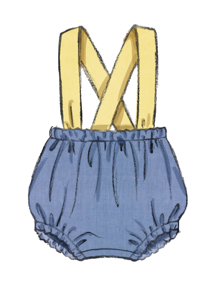 Patron Butterick  7031 A (1-18) - Barboteuses bébé avec nœud papillon assorti