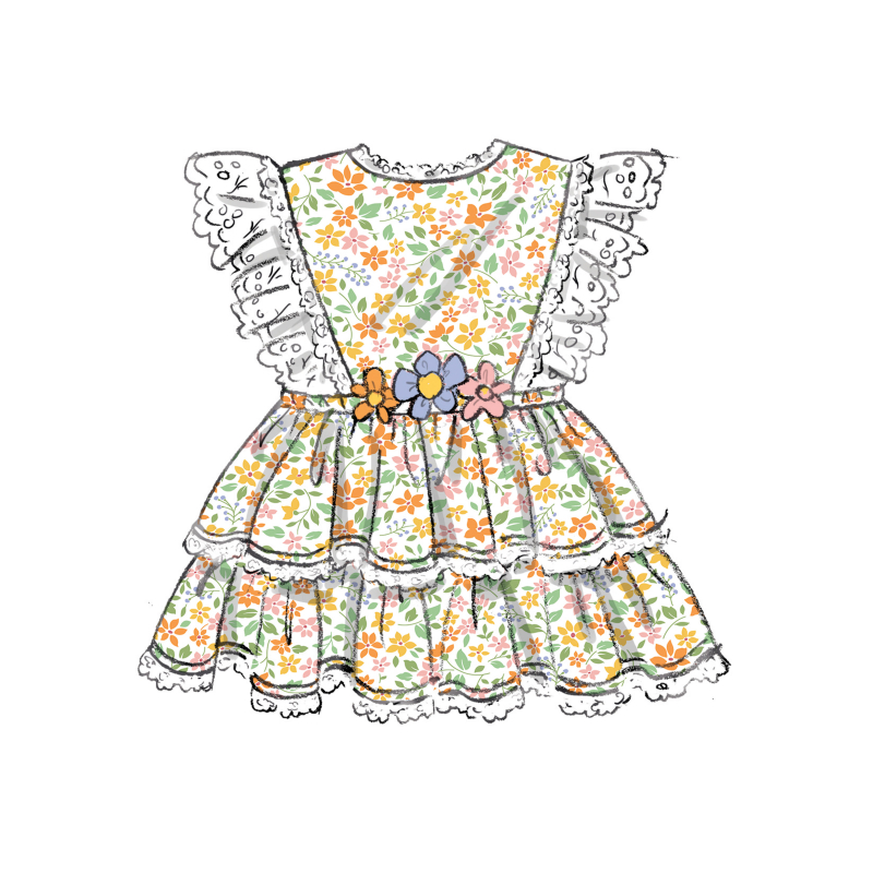 Patron Butterick  7031 A (1-18) - Barboteuses bébé avec nœud papillon assorti