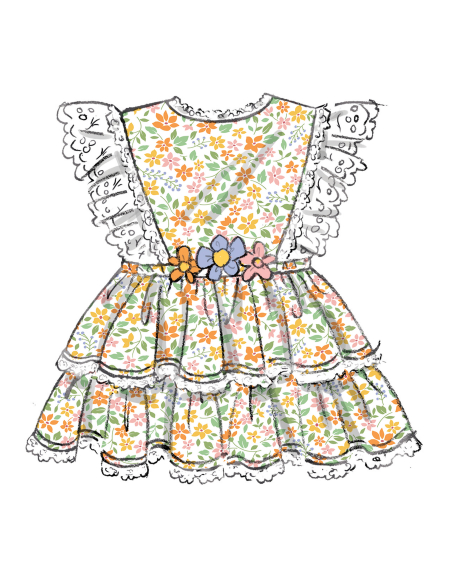 Patron Butterick  7031 A (1-18) - Barboteuses bébé avec nœud papillon assorti
