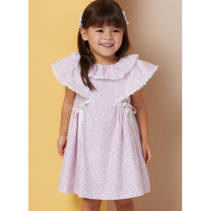 Patron Butterick 7032 A (6-3) - Robes pour enfants à volant ou col pétale 2
