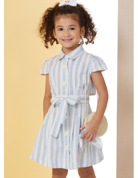 Patron Butterick 7033 A (3-8) - Robe boutonnée avec ceinture nouée assortie