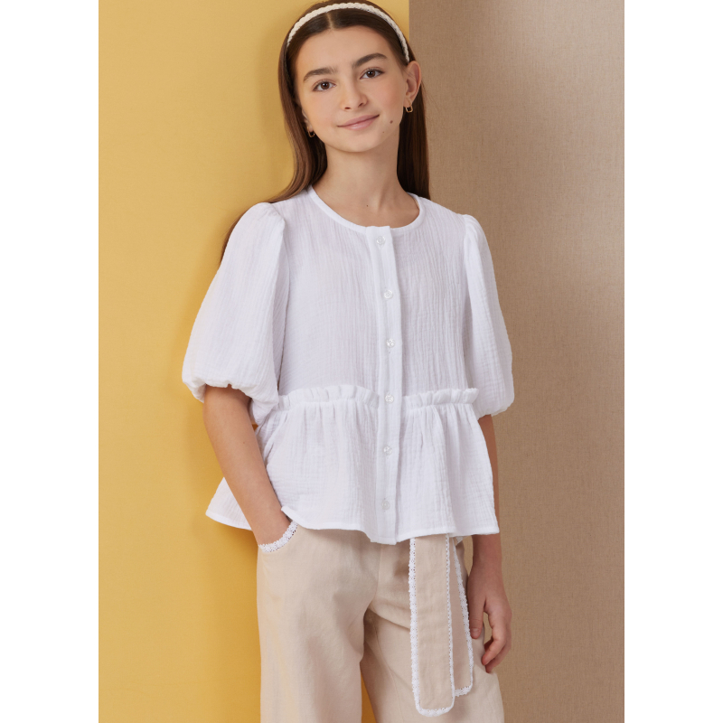 Patron Butterick 7034 A (7-14) - Haut boutonné avec short et pantalon assortis