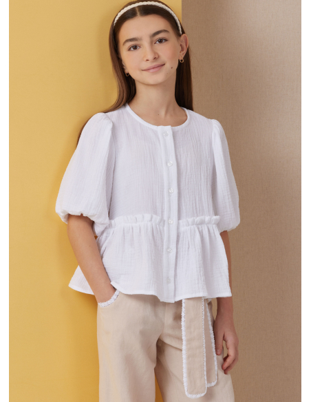 Patron Butterick 7034 A (7-14) - Haut boutonné avec short et pantalon assortis