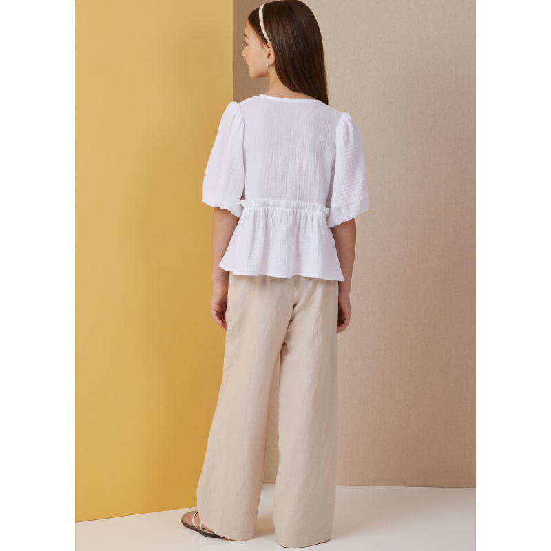 Patron Butterick 7034 A (7-14) - Haut boutonné avec short et pantalon assortis