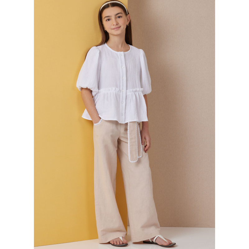 Patron Butterick 7034 A (7-14) - Haut boutonné avec short et pantalon assortis