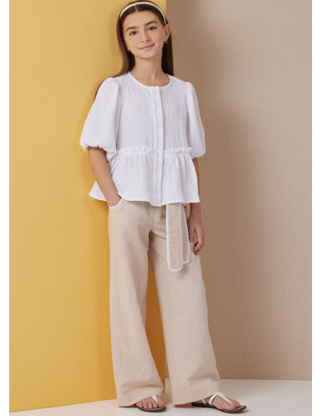 Patron Butterick 7034 A (7-14) - Haut boutonné avec short et pantalon assortis