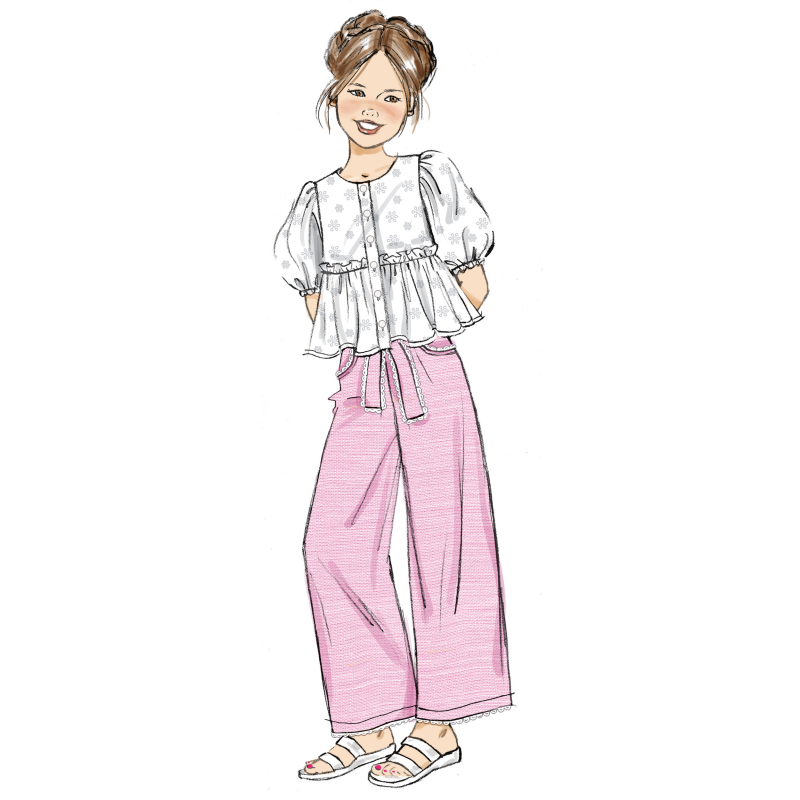 Patron Butterick 7034 A (7-14) - Haut boutonné avec short et pantalon assortis
